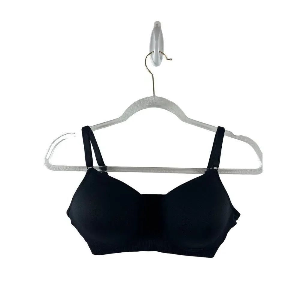 Fruit of the Loom Wireless Lightly Padded Bra Back Closure Size 34D/36C Black